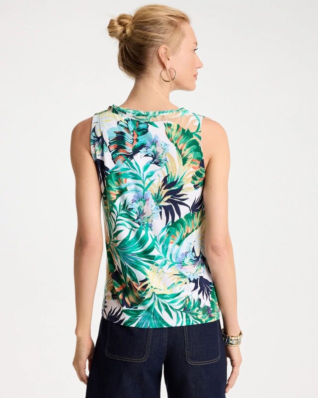 Tropical Jersey Satin Tank Top - image 3